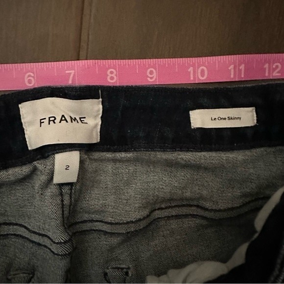 Frame Le One Skinny Leg Keller High Rise Super Stretch Dark Wash Jean 2 - Picture 5 of 13